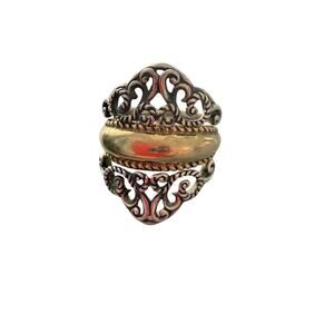 Carolyn Pollack  925 Sterling Silver & Brass Ornate Ring Size 9.5